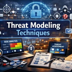 Professional Threat Modeling Techniques course image with risk analysis and cybersecurity visuals