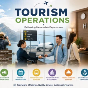Professional Tourism Operations course image with travel and hospitality visuals