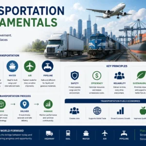 Professional Transportation Fundamentals course image with logistics and mobility visuals