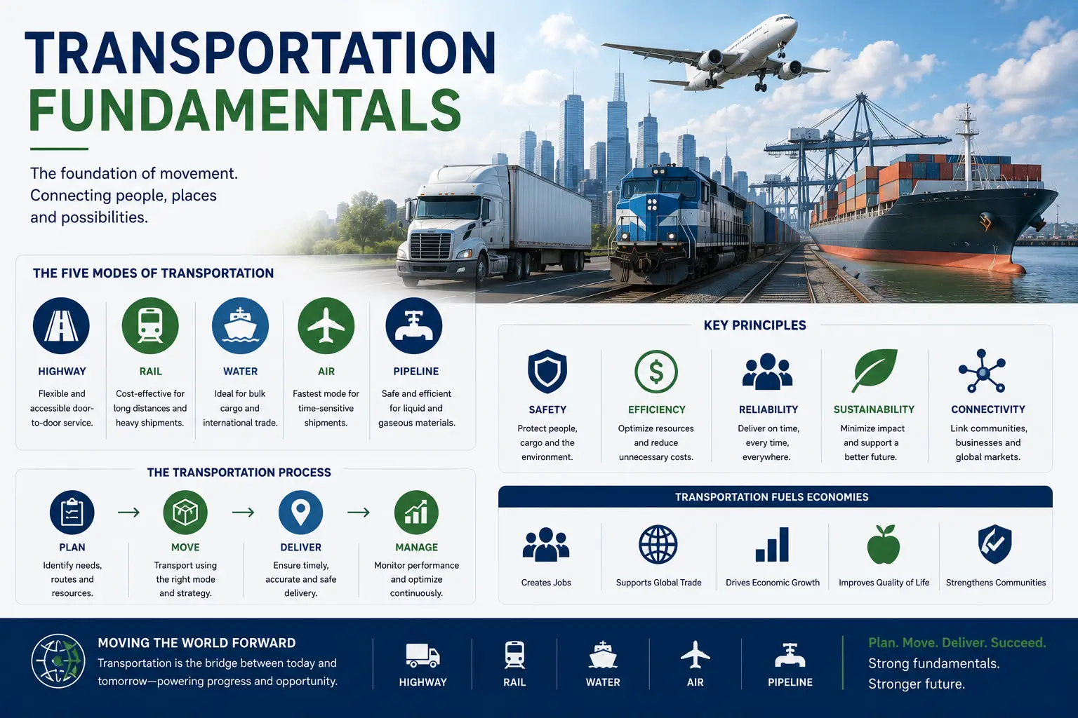 Professional Transportation Fundamentals course image with logistics and mobility visuals