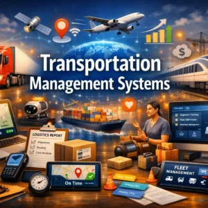 Professional Transportation Management Systems course image with logistics and transport visuals