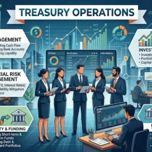 Treasury Operations course image with finance and cash management visuals