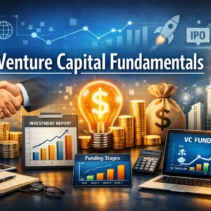 Educational banner for Venture Capital Fundamentals course with investment visuals