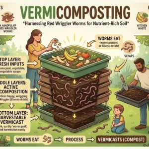 Educational banner for Vermicomposting course with composting and earthworm visuals