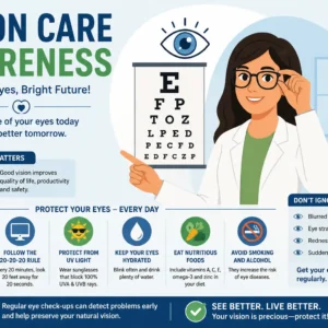 Professional Vision Care Awareness course image with eye health and care visuals