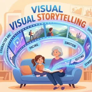 Professional Visual Storytelling course image with cinematic sketches and creative visuals