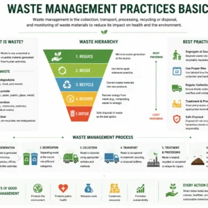 Professional Waste Management Practices Basics course image with recycling and sustainability visuals