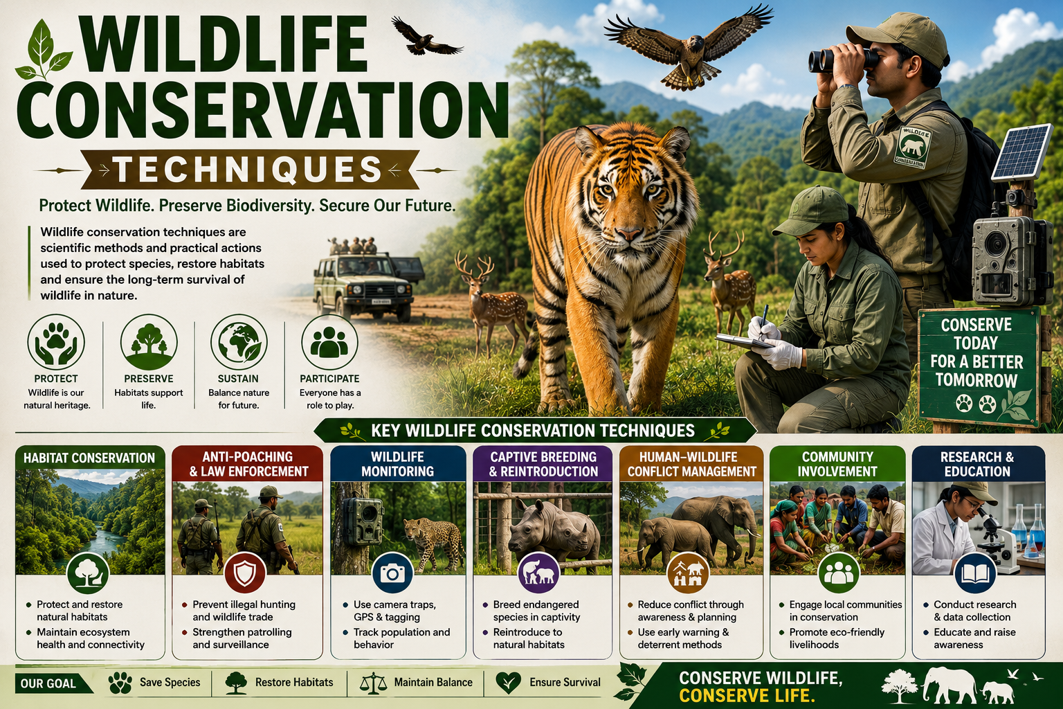 Wildlife Conservation Techniques Course covering biodiversity protection and habitat conservation