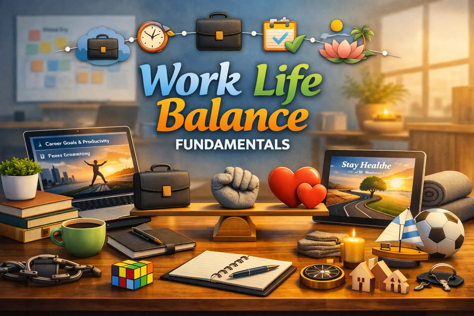 Professional work life balance fundamentals course design with harmony visuals