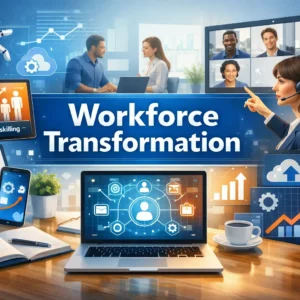 Professional workforce transformation course design with modern workplace visuals