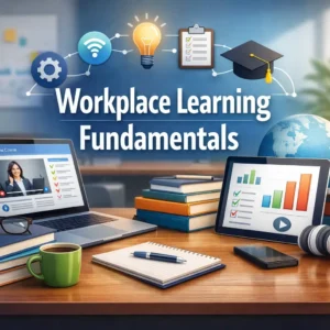 Professional workplace learning fundamentals course design with modern e-learning visuals