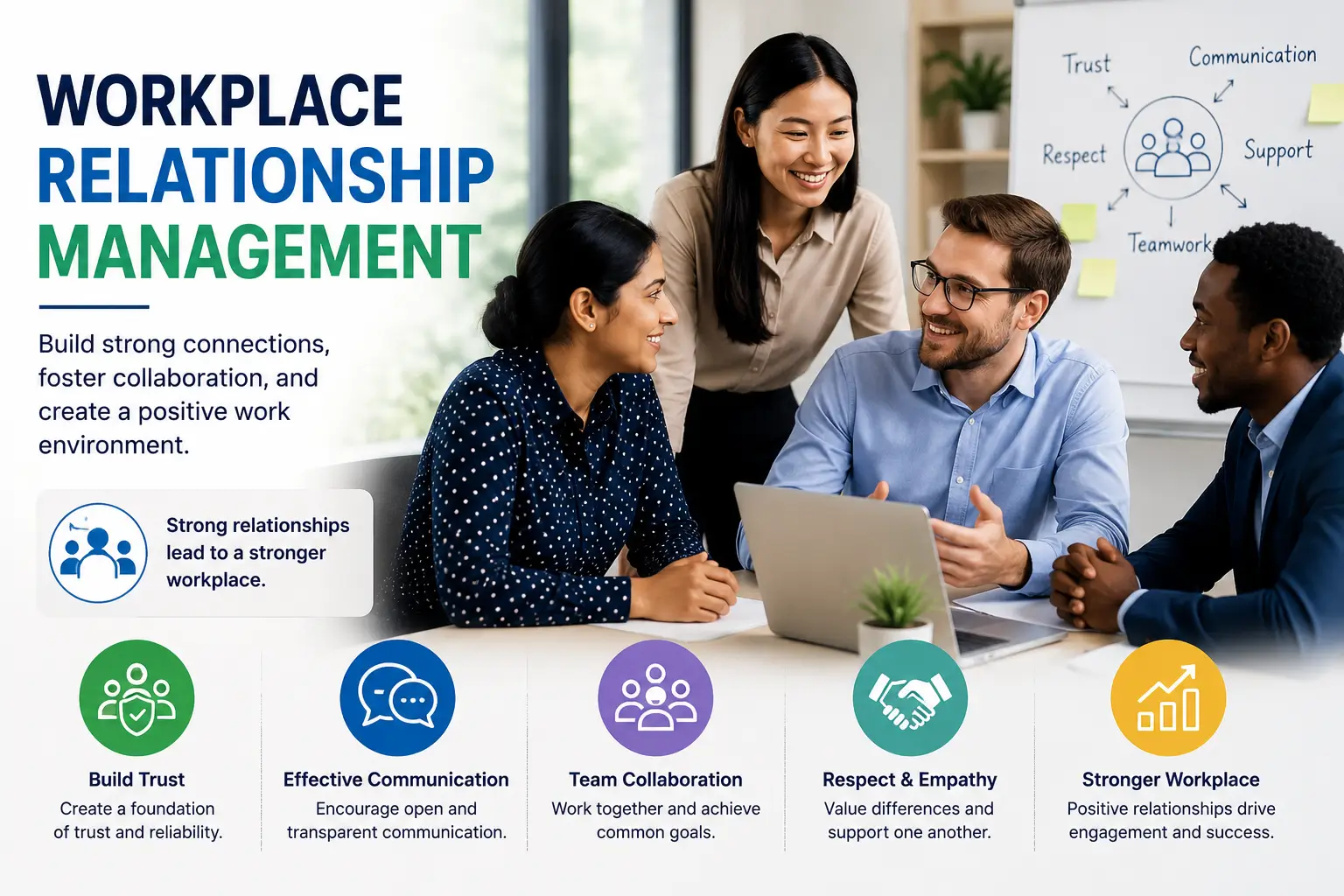 Professional course image for Workplace Relationship Management with office visuals