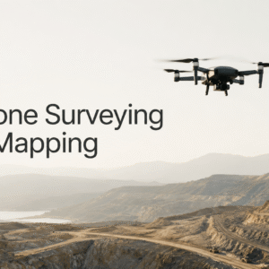 Student operating drone for aerial surveying and mapping project