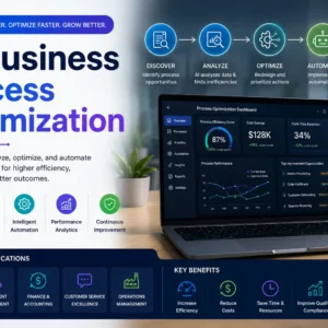 Modern educational image for AI Business Process Optimization course with automation and workflow optimization visuals
