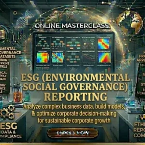 High-quality educational course image for ESG Reporting with sustainability and governance visuals.