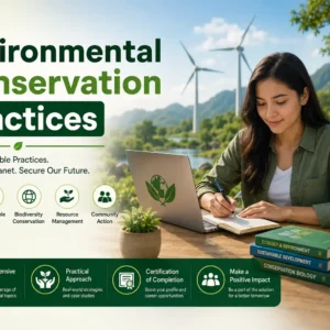 Professional e-learning image showing Environmental Conservation Practices tools and visuals