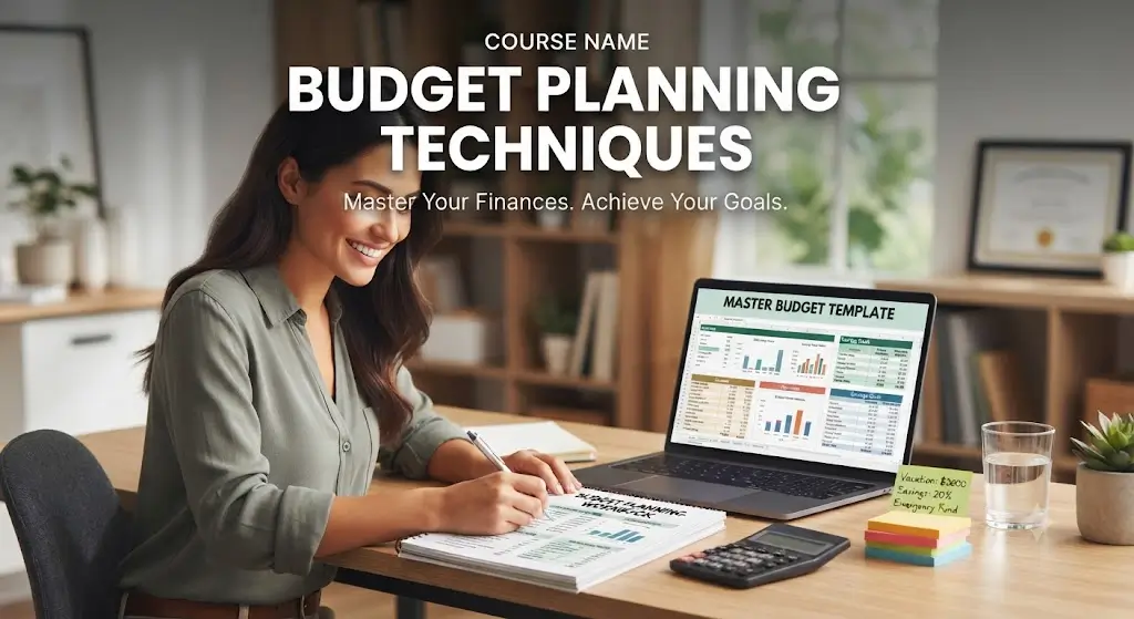 High-quality educational course image featuring Budget Planning Techniques with modern visuals
