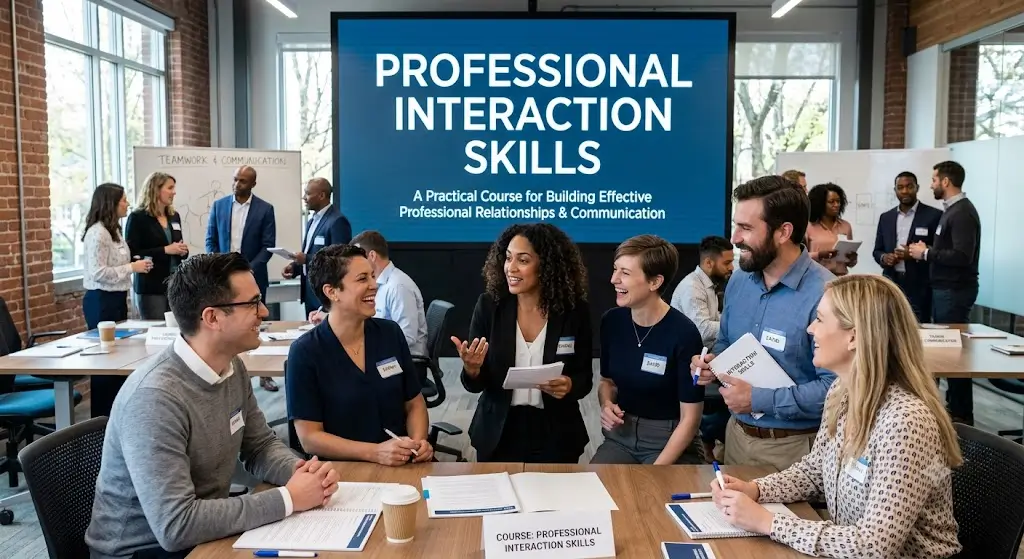 High-quality educational course image featuring Professional Interaction Skills with modern visuals
