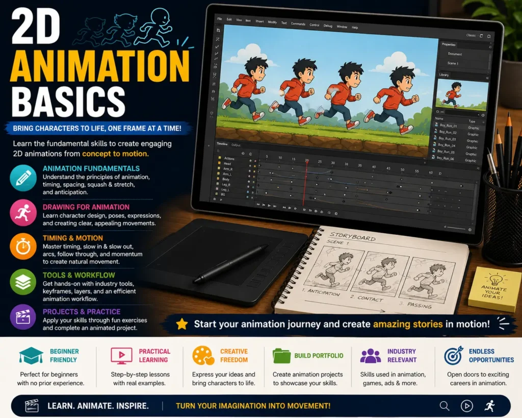 Learn 2D Animation Basics with motion design and animation skills
