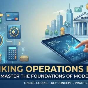High-quality educational course image for Banking Operations Basics with banking and financial operations visuals.