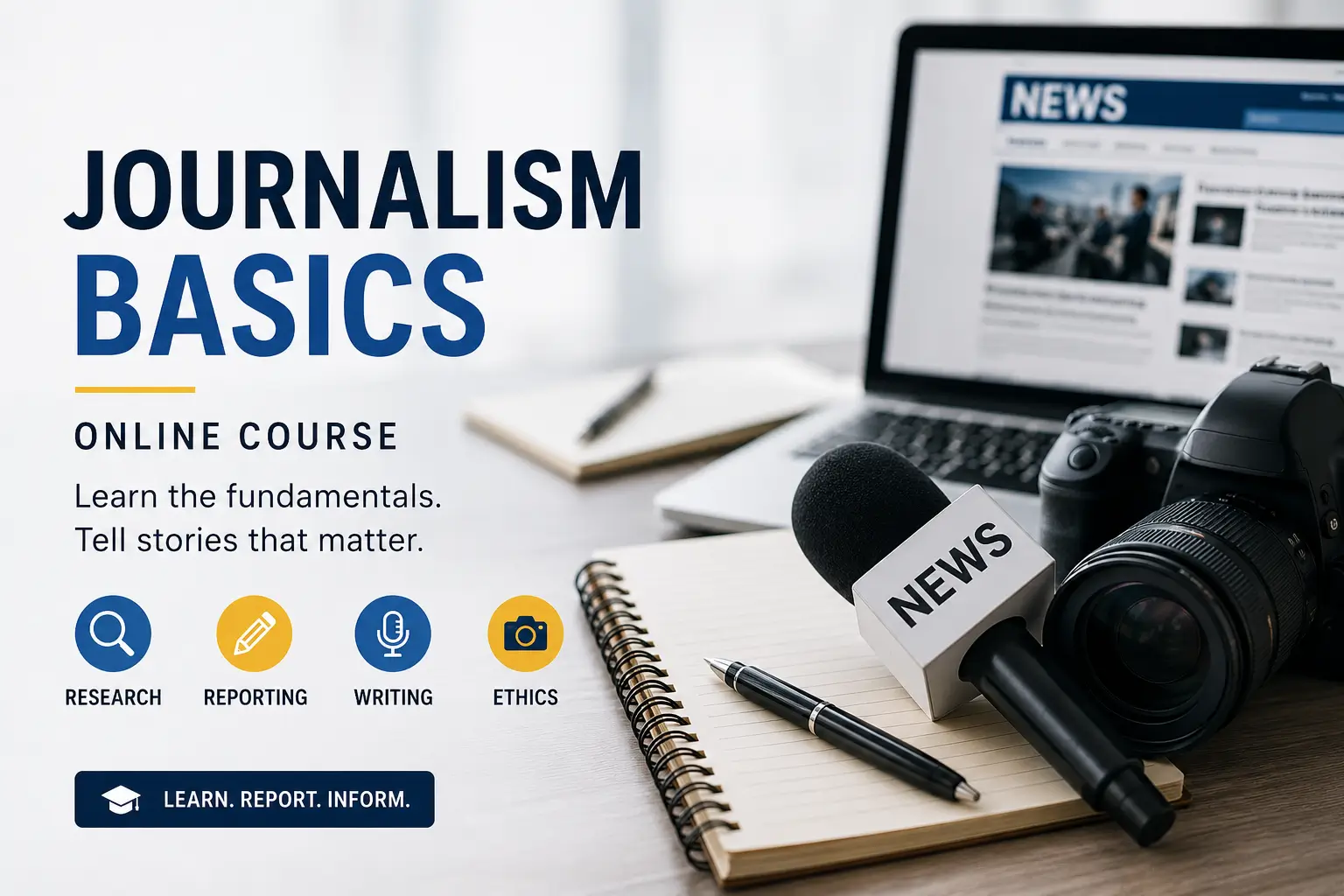 Journalism Basics Course for news writing reporting and media skills