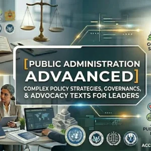 Public Administration Advanced course banner showing government buildings, policy documents, and leadership visuals.