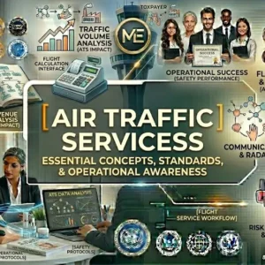 Air Traffic Services Awareness course banner showing air traffic control tower, radar screens, and airplanes.