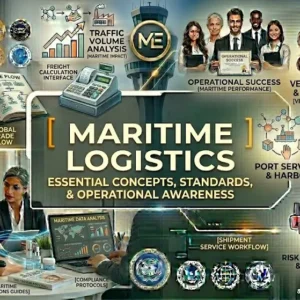 Maritime Logistics course banner showing cargo ships, containers, and global trade visuals.