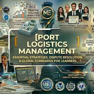 Port Logistics Management course banner showing port cranes, shipping containers, and cargo ships