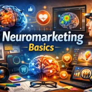 Professional Neuromarketing Basics course image with brain, EEG, and marketing visuals