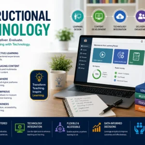 Professional Instructional Technology course image with digital tools and e-learning visuals