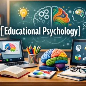 Educational Psychology course image with brain model and learning tools