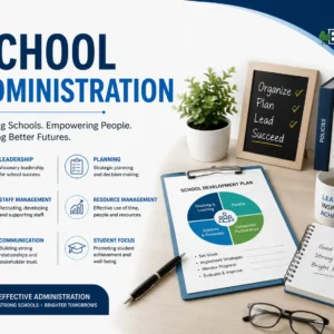 School Administration course image with leadership and management visuals