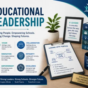 Educational Leadership course image with leadership and management visuals