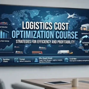 Modern educational image for Logistics Cost Optimization course with logistics and cost efficiency visuals