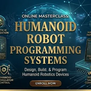 High-quality educational course image for Humanoid Robot Programming with humanoid robotics and AI visuals.