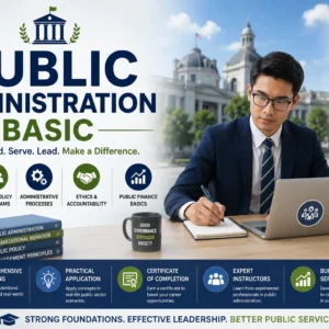 Professional e-learning image showing Public Administration Basic tools and visuals