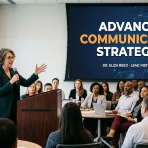 High-quality educational course image featuring Advanced Communication Strategies with modern visuals