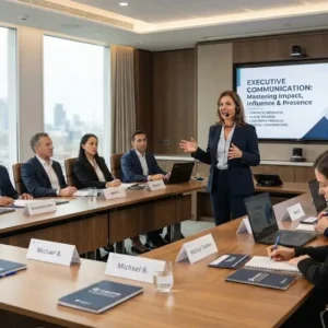 High-quality educational course image featuring Executive Communication with modern visuals