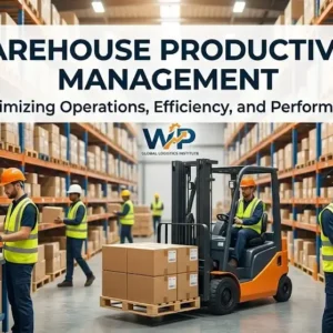 High-quality educational course image featuring Warehouse Productivity Management with modern visuals