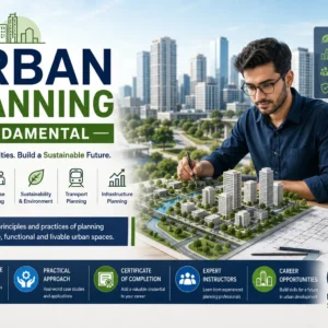Professional e-learning image showing Urban Planning Fundamental tools and visuals