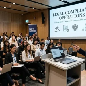 High-quality educational course image featuring Legal Compliance Operations with modern visuals