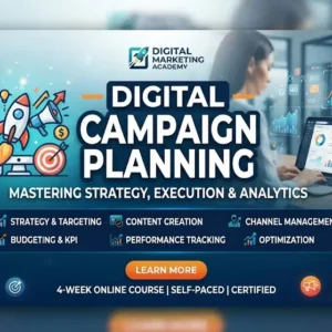 High-quality educational course image featuring Digital Campaign Planning with modern visuals