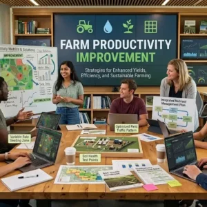 Modern educational image for Farm Productivity Improvement course with efficiency and sustainable farming visuals