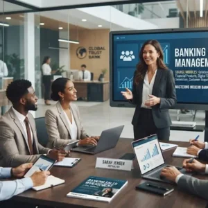 High-quality educational course image featuring Banking Sales Management with modern visuals