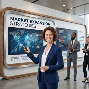 Professional Market Expansion Strategies course image with global market and growth visuals