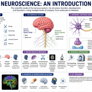 Educational banner showing Neuroscience Introduction with brain diagrams, neurons, and scientific visuals