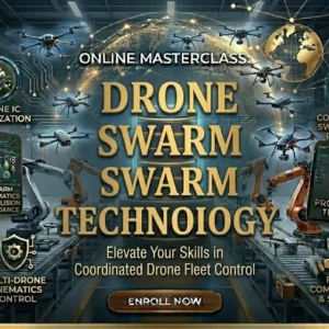 High-quality educational course image for Drone Swarm Technology with drone swarm and AI visuals.
