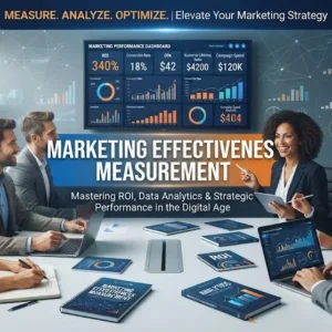 High-quality educational course image for Marketing Effectiveness Measurement with ROI evaluation and performance tracking visuals.