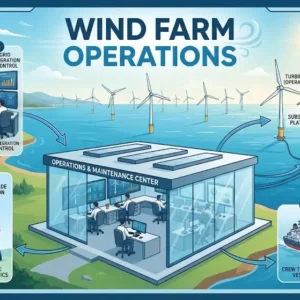 High-quality educational course image featuring Wind Farm Operations with modern visuals